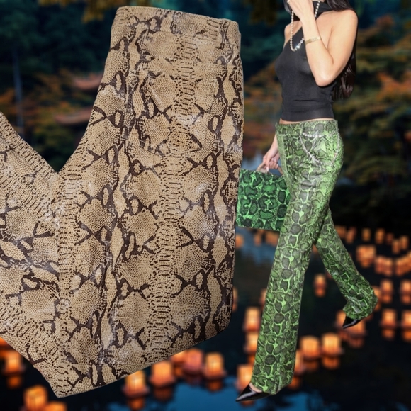 double standard clothing Pants - DOUBLE STANDARD CLOTHING Archive Genuine Pig Leather Snake Skin Pants Lined